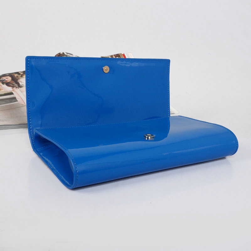 YSL belle de jour original patent leather clutch 30318 blue